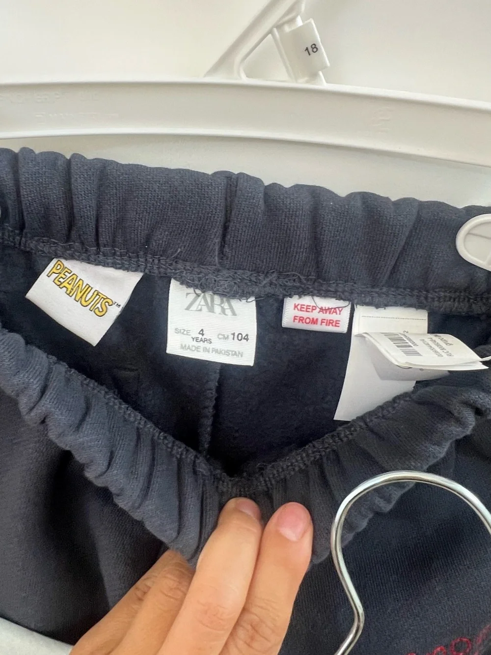 Zara Black Kids Snoopy Joggers with White Graphics